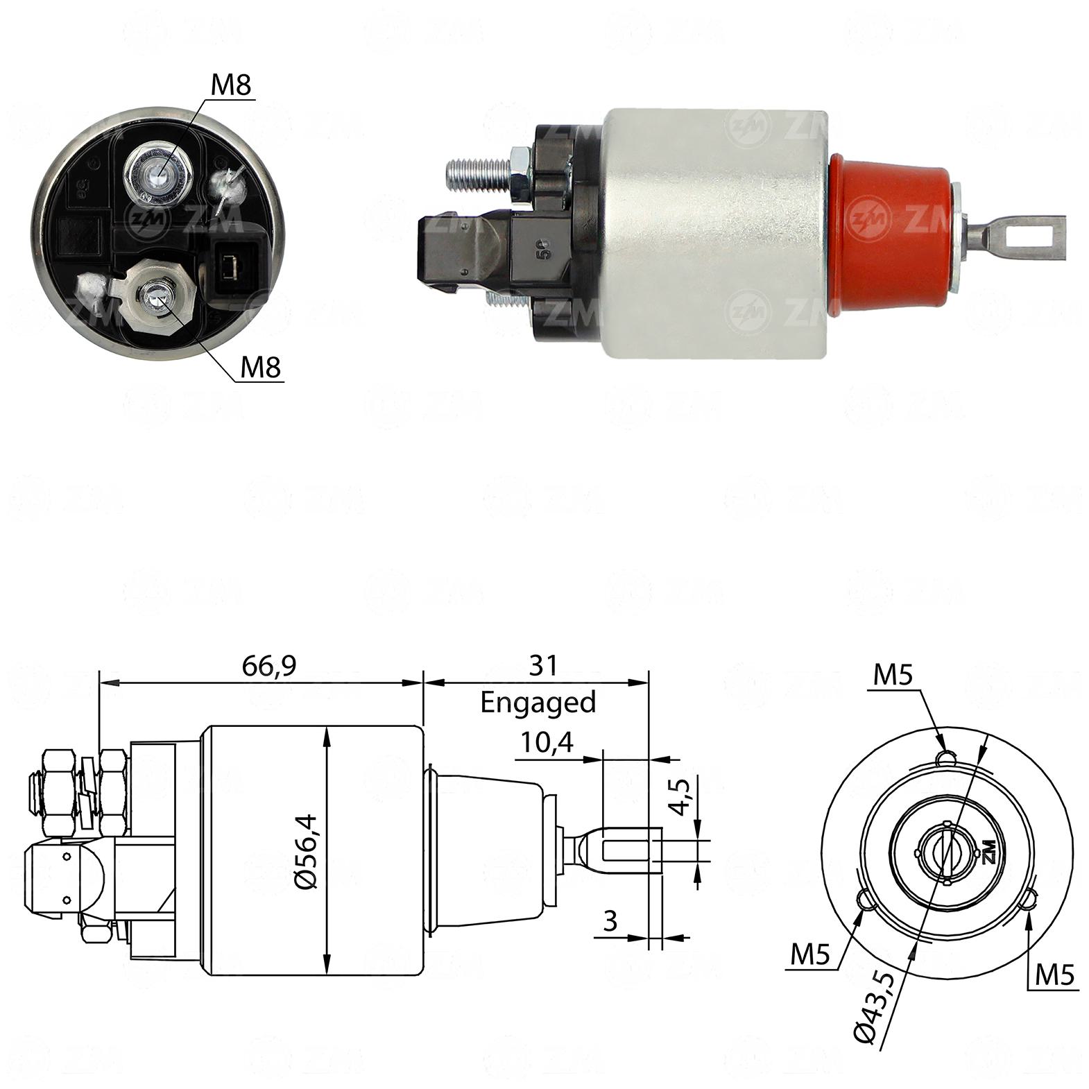Relê Auxiliar de Partida para Ford F-250 - ZM - 3-972