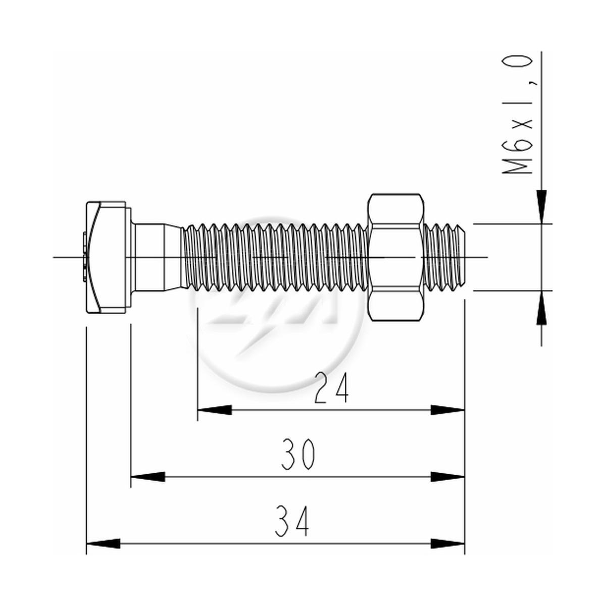 Kit 250 Parafuso Terminal Bateria M6-1,0x30/34 CH10 - ZM - 4000699