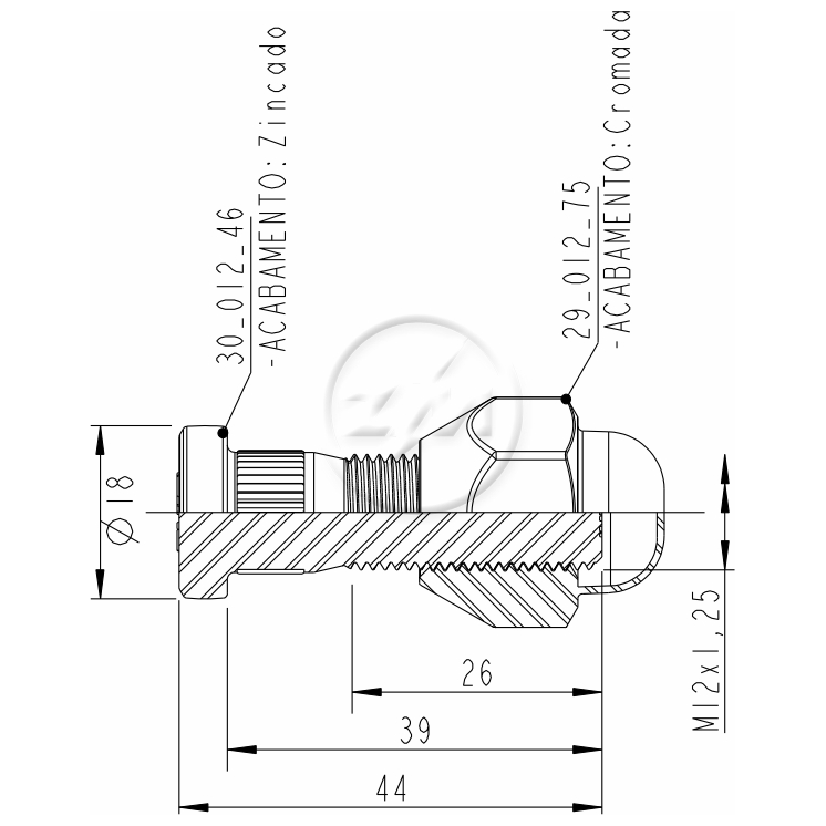 Prisioneiro de Roda com Porca Caixa com 80 Unidades para Nissan Frontier e Sentra - ZM - 40.012.01