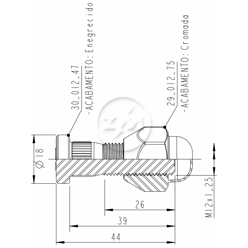 Prisioneiro de Roda com Porca Caixa com 80 Unidades para Nissan Frontier e Sentra - ZM - 40.012.02