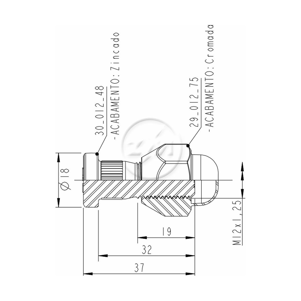 Prisioneiro de Roda com Porca Caixa com 80 Unidades para Nissan Frontier e Sentra - ZM - 40.012.03
