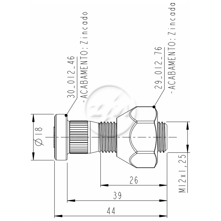1 Prisioneiro de Roda com Porca para Nissan Frontier e Sentra - ZM - 40.012.05