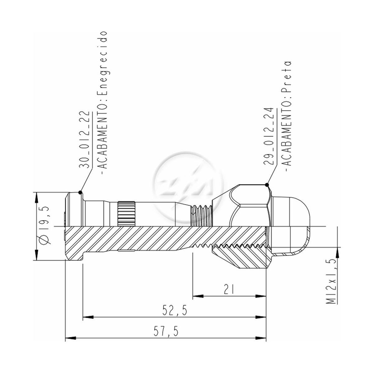 Prisioneiro de Roda com Porca Caixa com 50 Unidades para Toyota Hilux - ZM - 40.012.13