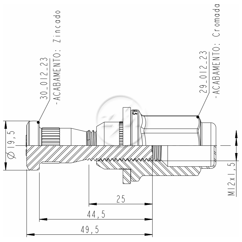 Kit 50 Parafuso Roda M12-1,5x44,5/49,5xCH21 - ZM - 40.012.15