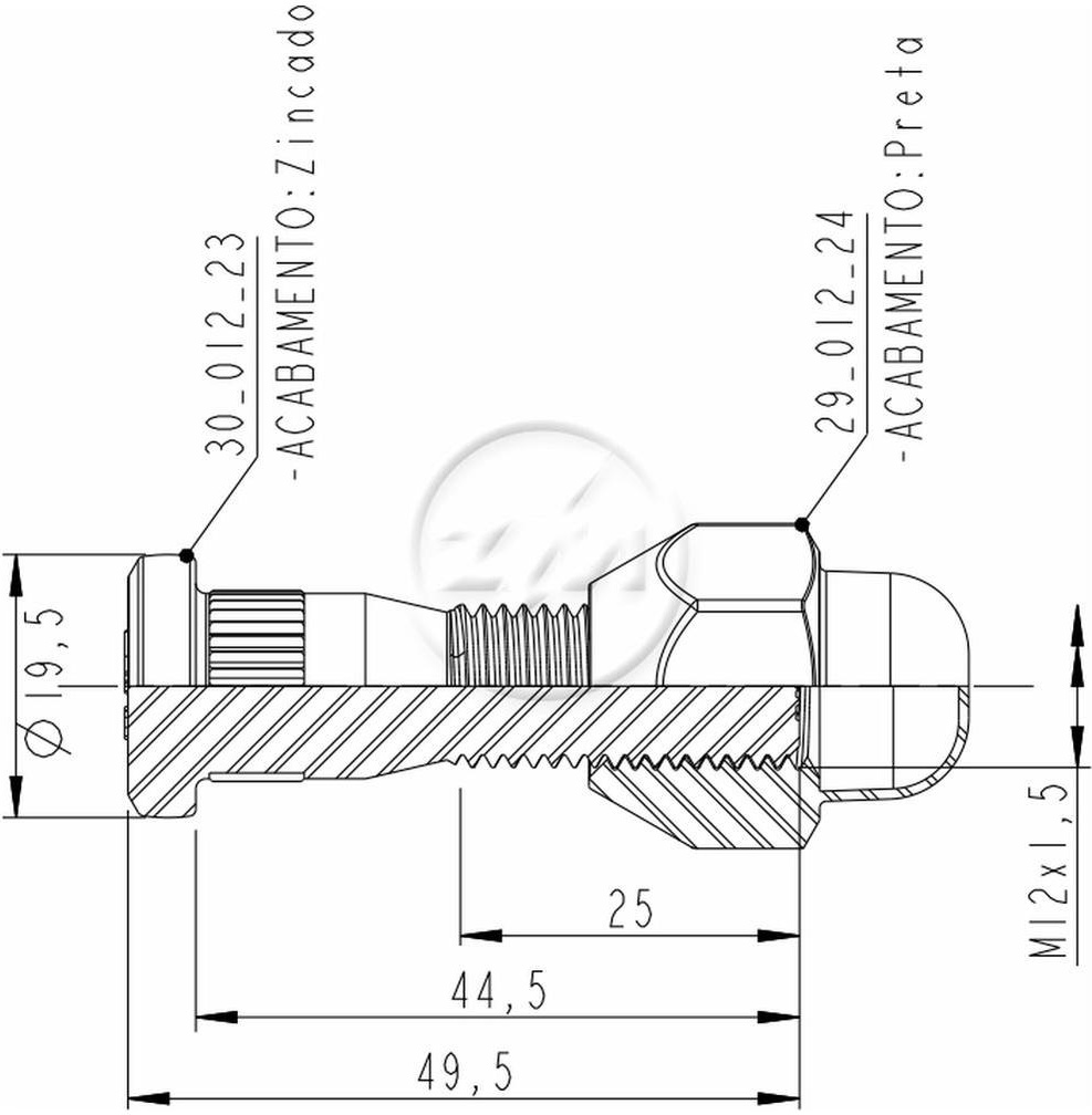 Prisioneiro de Roda com Porca Caixa com 50 Unidades para Toyota Hilux - ZM - 40.012.16