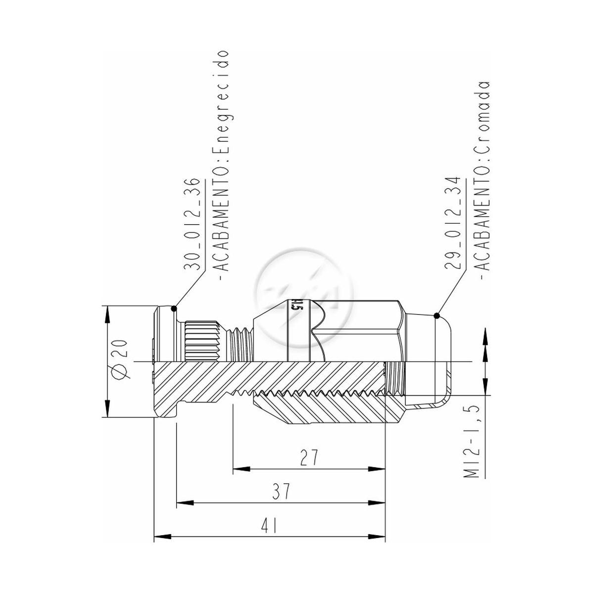 Prisioneiro de Roda com Porca M12-1,5 X 37/41 X Ch19 X H35 Caixa com 80 Unidades para Chevrolet S10 - ZM - 40.012.40