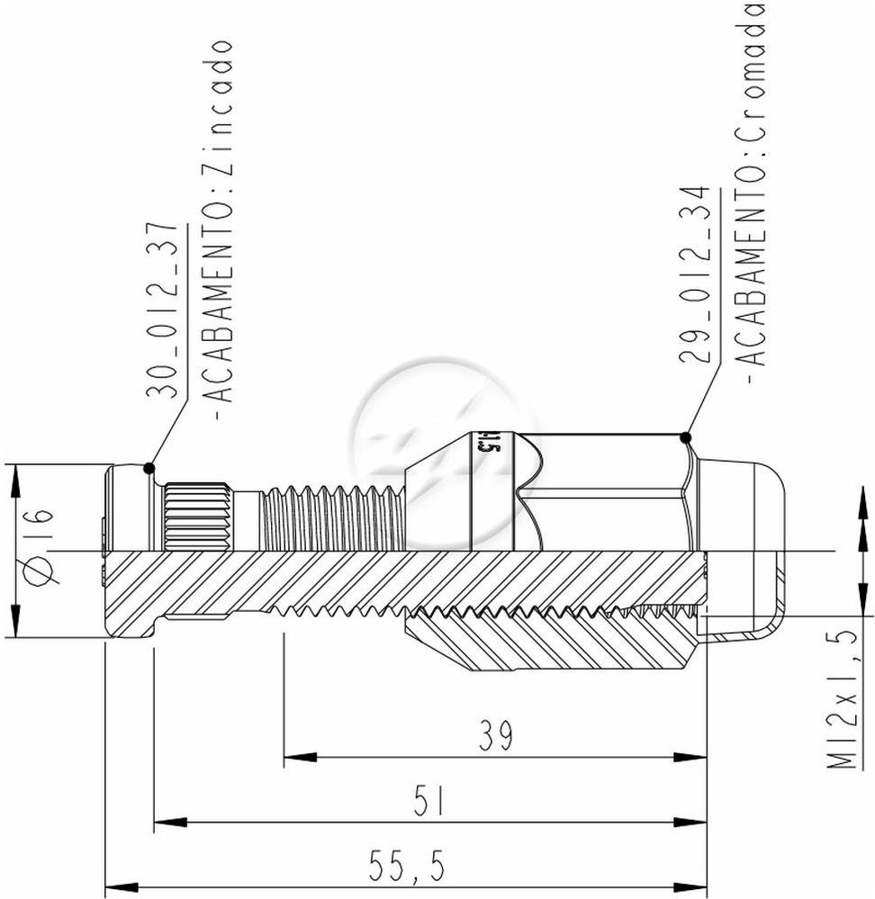 Kit 46 Parafuso Roda M12-1,5x51/55,5xCH19xH35 - ZM - 4001241