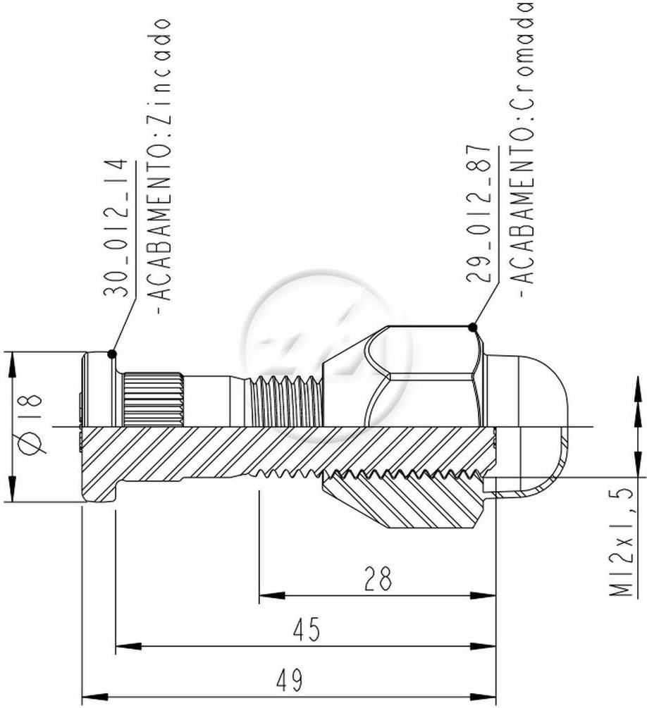 Kit 80 Parafuso Roda M12-1,5x45/49xCH21xH29 - ZM - 40.012.54