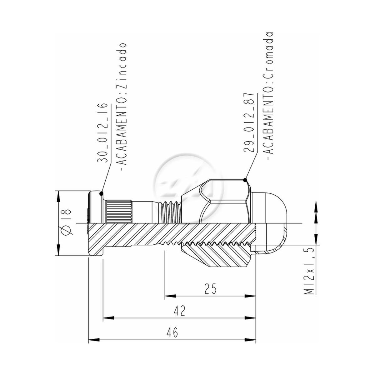 Kit 50 Parafuso Roda M12-1,5x42/46xCH21xH29 - ZM - 40.012.56