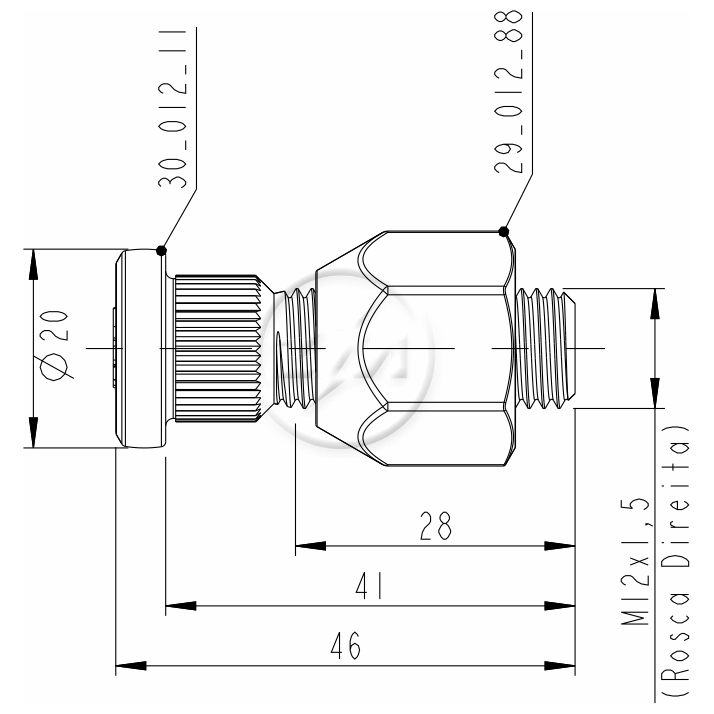 Prisioneiro de Roda com Porca M12-1,5 X 41/46 X Ch21 X H20 Caixa com 80 Unidades para Hyundai H 100 - ZM - 40.012.61
