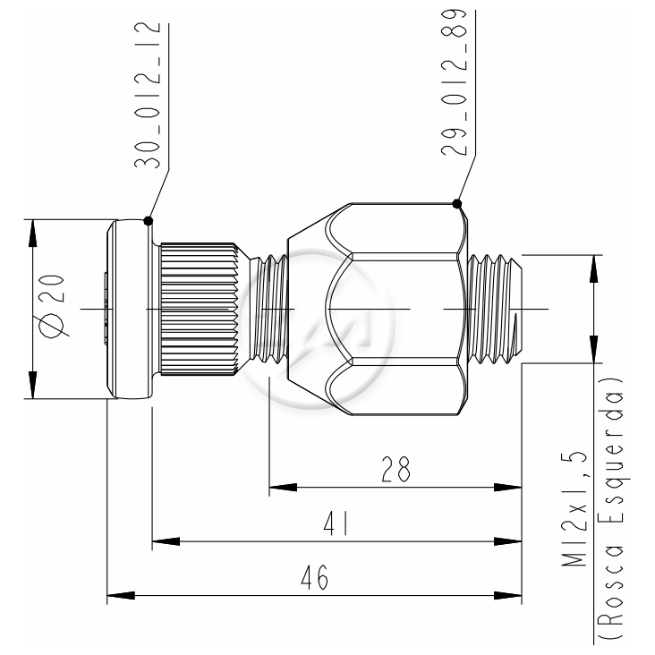 Prisioneiro de Roda com Porca M12-1,5 X 41/46 X Ch21 X H20 Caixa com 80 Unidades para Hyundai H 100 - ZM - 40.012.62