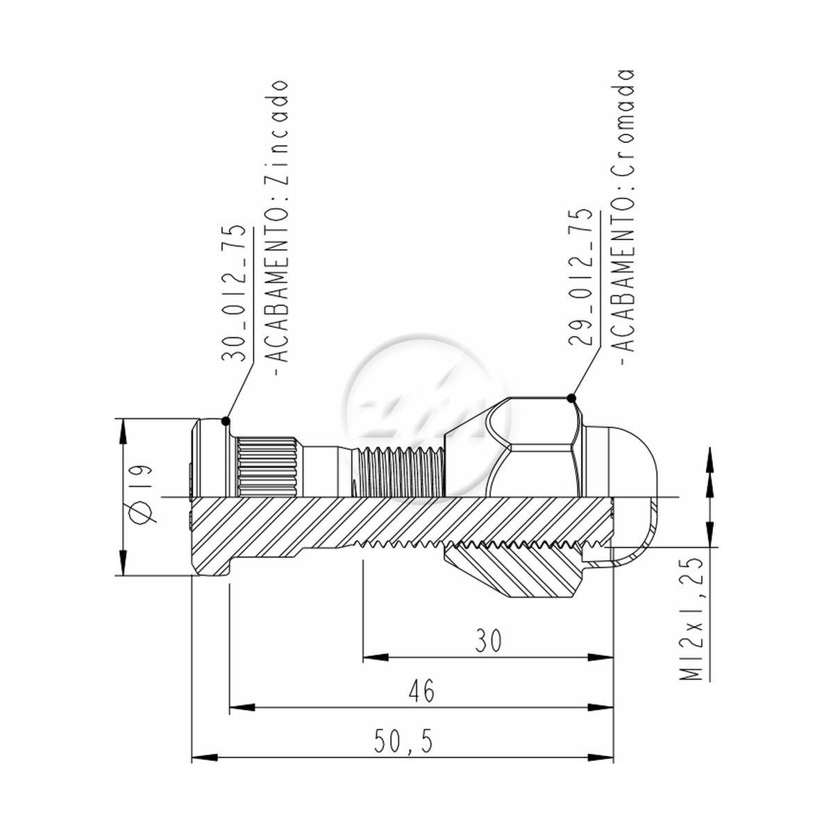 Prisioneiro de Roda com Porca Caixa com 46 Unidades para Nissan Frontier - ZM - 40.012.71