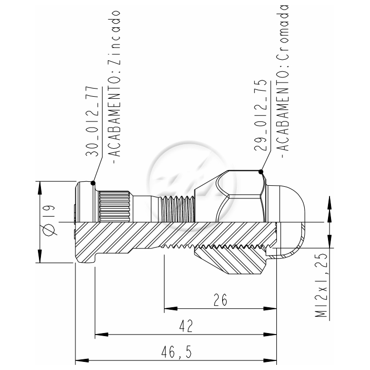 Prisioneiro de Roda com Porca Caixa com 46 Unidades para Nissan Frontier - ZM - 40.012.73
