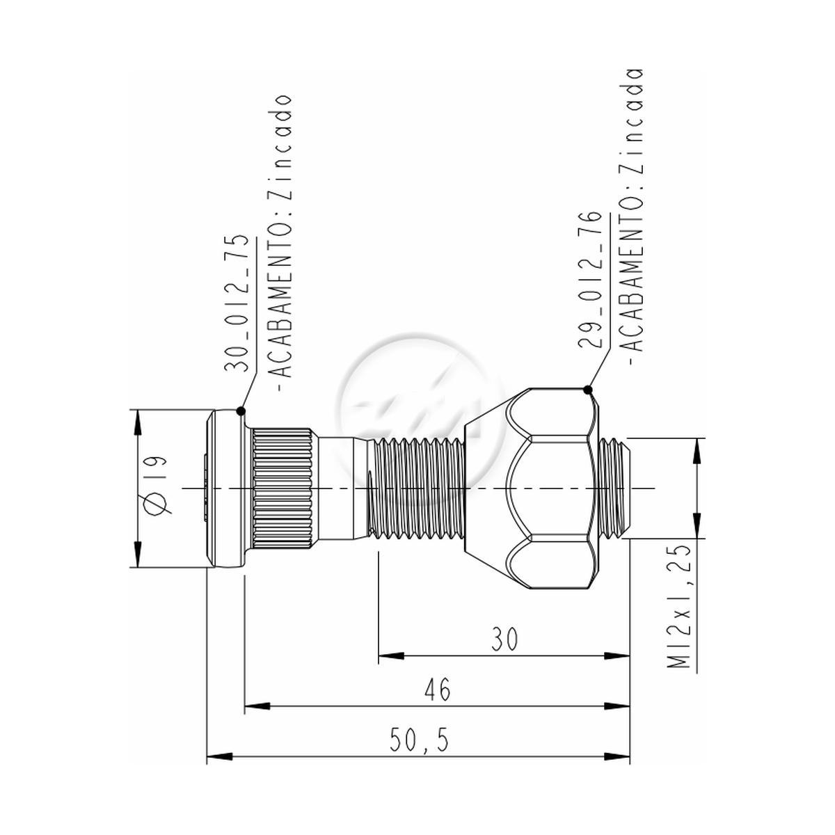 Prisioneiro de Roda com Porca Caixa com 80 Unidades para Nissan Frontier - ZM - 40.012.75