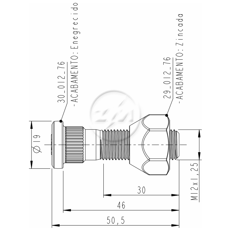 Prisioneiro de Roda com Porca Caixa com 80 Unidades para Nissan Frontier - ZM - 40.012.76