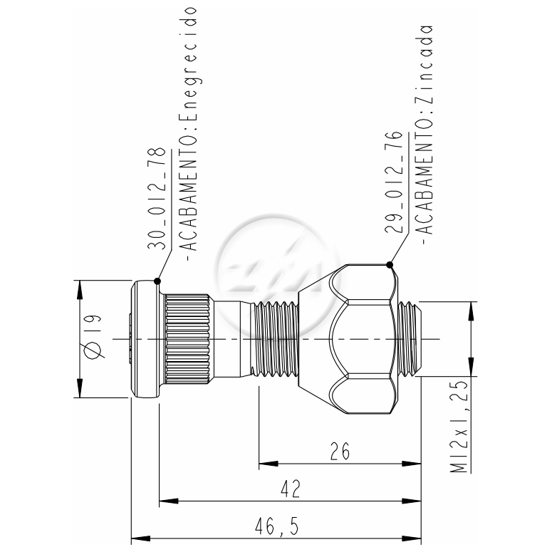 Prisioneiro de Roda com Porca Caixa com 80 Unidades para Nissan Frontier - ZM - 40.012.78