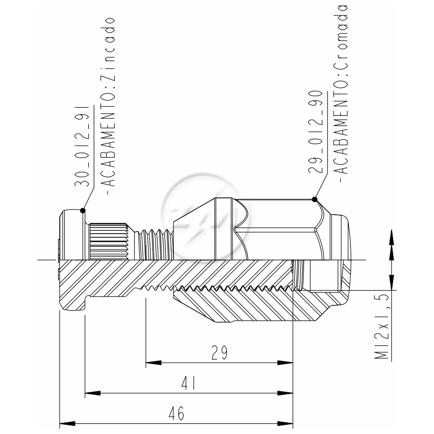 Prisioneiro de Roda com Porca Caixa com 46 Unidades para Mitsubishi L300 - ZM - 40.012.91