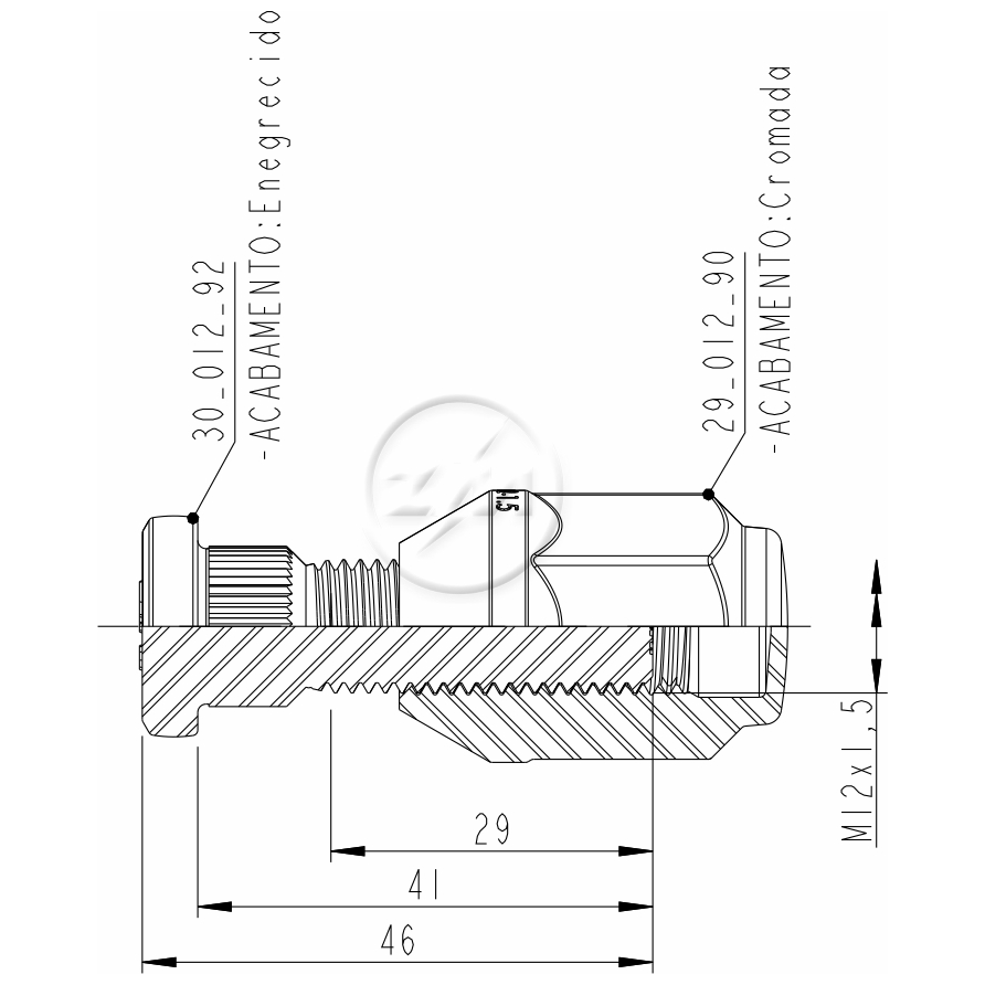 Prisioneiro de Roda com Porca Caixa com 46 Unidades para Mitsubishi L300 - ZM - 40.012.92