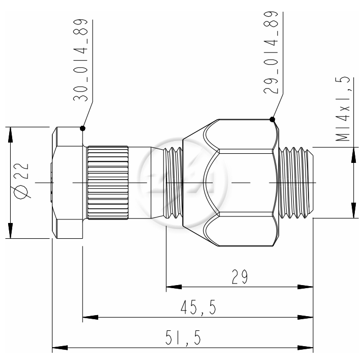 Prisioneiro de Roda com Porca M14-1,5 X 45,5/51,5 X Ch22 X H19 Caixa com 80 Unidades para KIA Bongo - ZM - 40.014.89