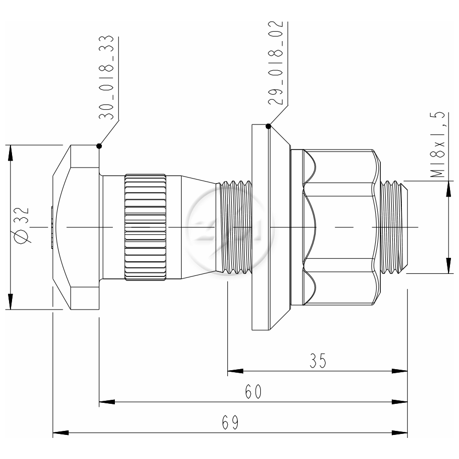 Prisioneiro de Roda com Porca M18-1,5 X 60/69 X Ch27 X H25 Caixa com 28 Unidades para Volare A8 - ZM - 40.018.33