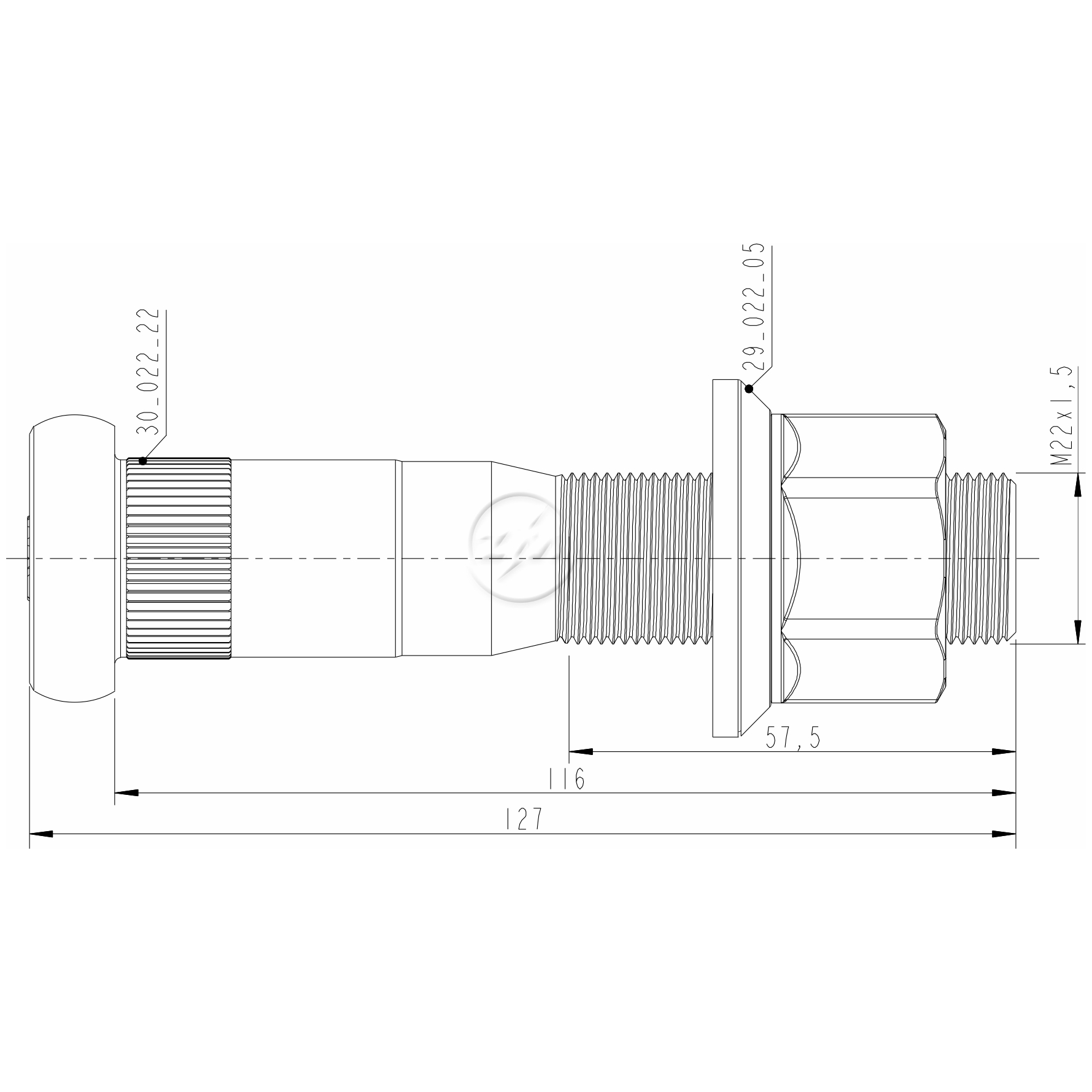 Kit 20 Parafuso Roda M22-1,5x116/127,5xCH33 - ZM - 40.022.64