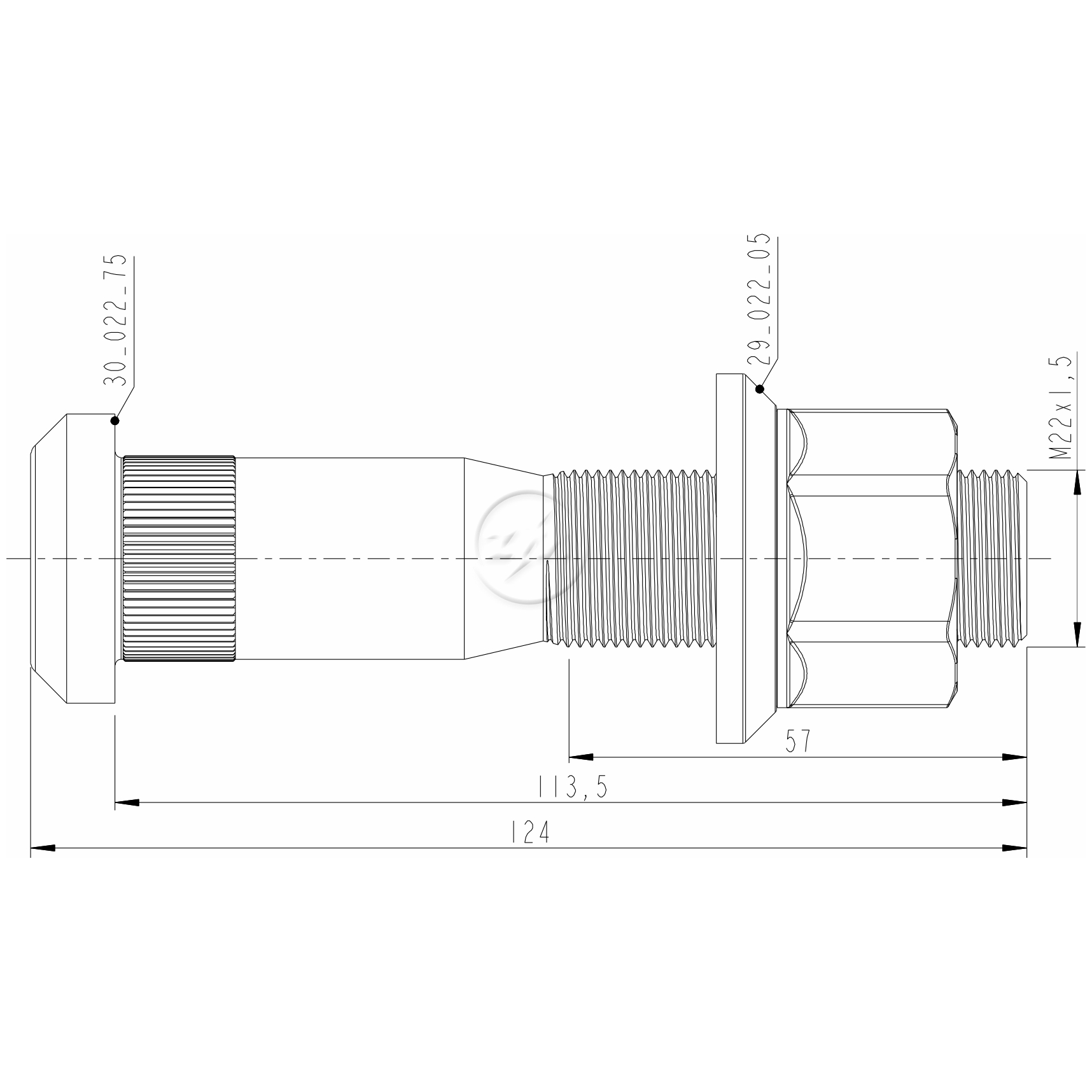 Kit 12 Parafuso Roda M22-1,5x113,5/124xCH33 - ZM - 40.022.75