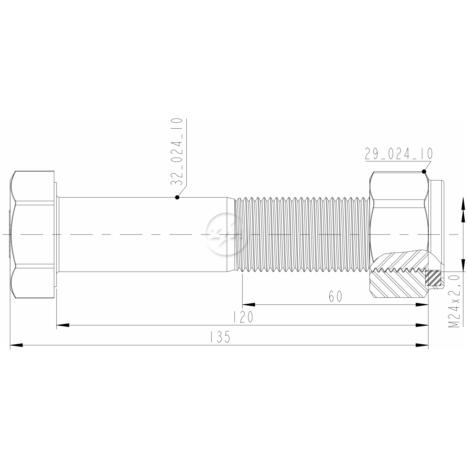 Kit 16 Parafuso Pino Tensor M24-2,0x120xCH36 - ZM - 4002410