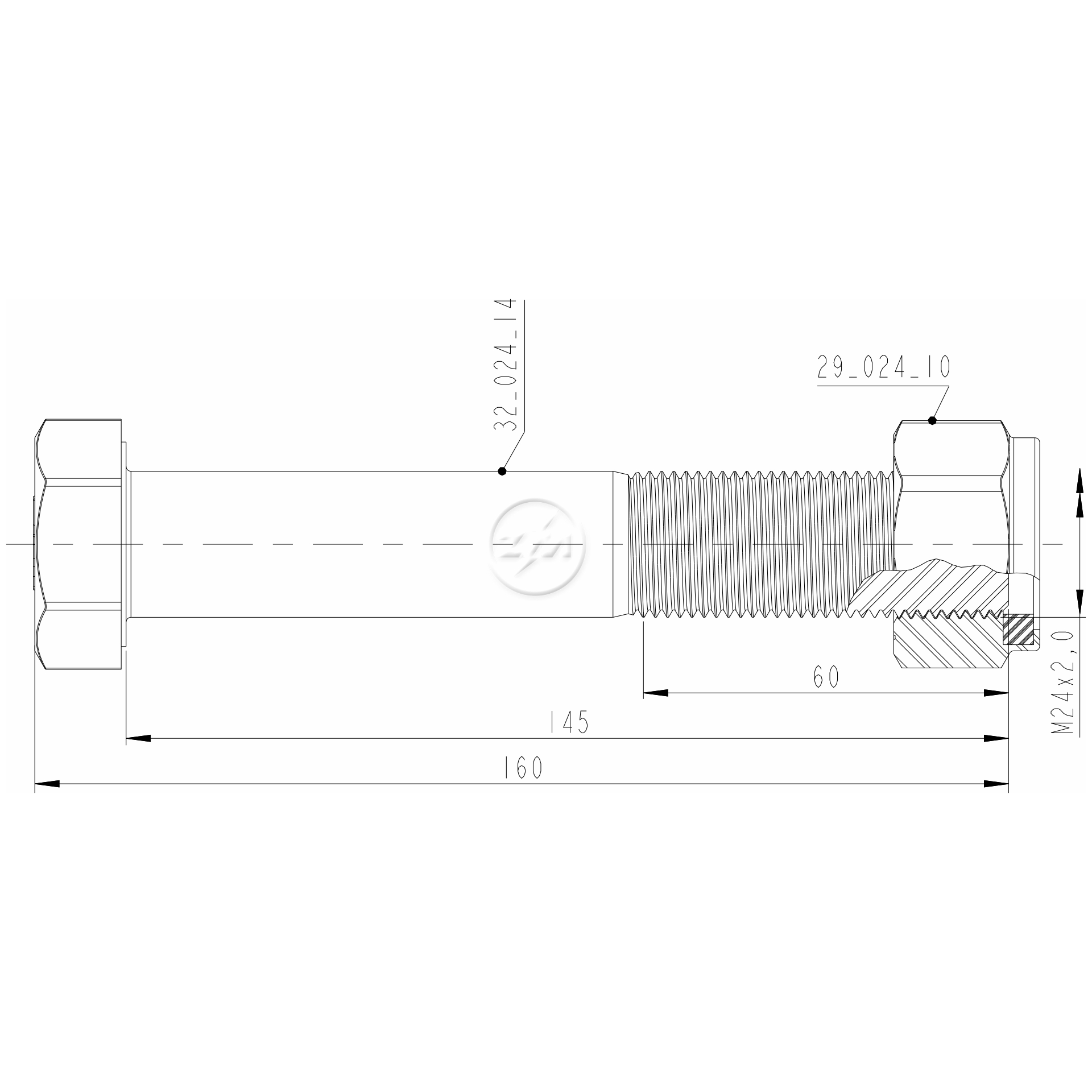 Kit 16 Parafuso Pino Tensor M24-2,0x145xCH36 - ZM - 4002414