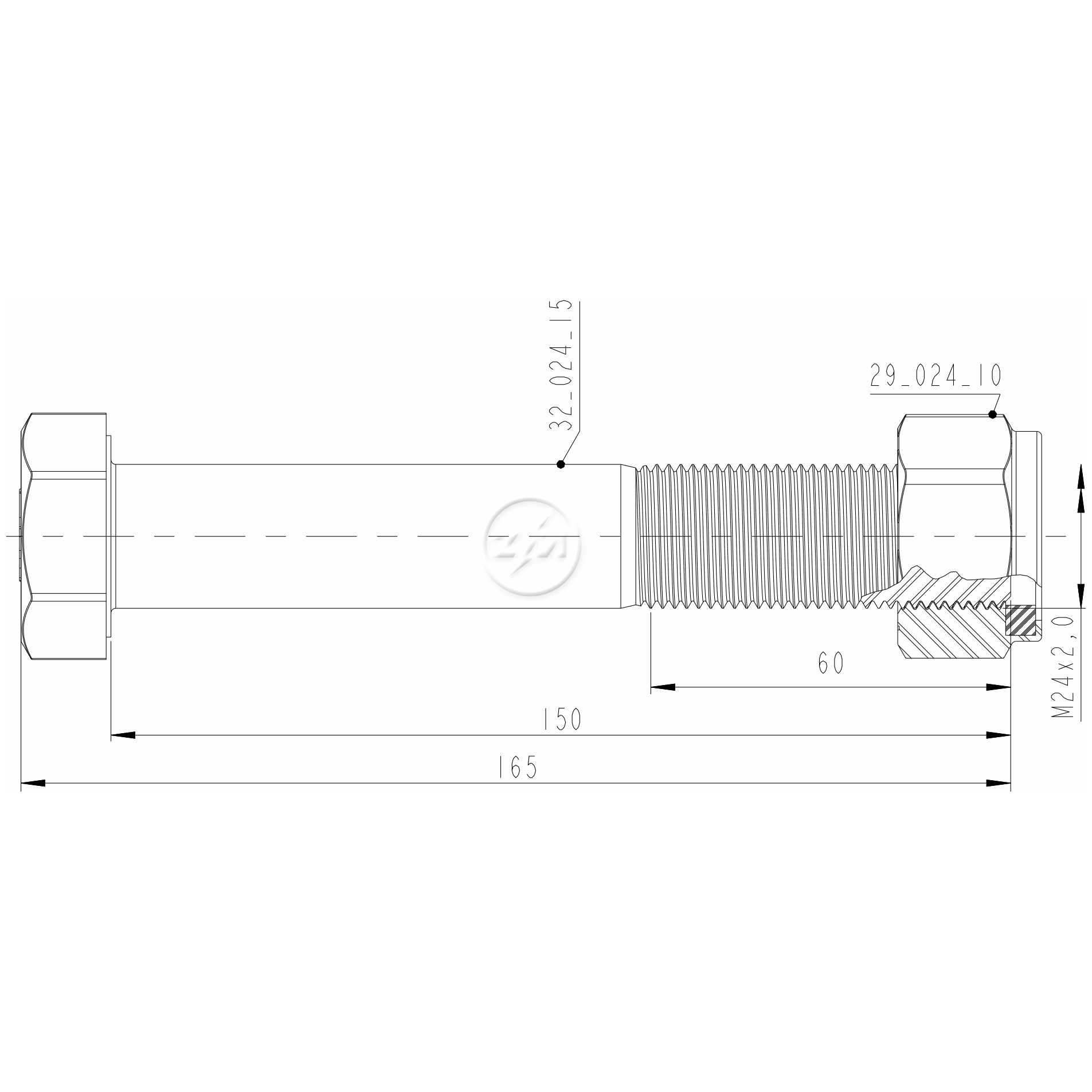 Kit 16 Parafuso Pino Tensor M24-2,0x150xCH36 - ZM - 4002415