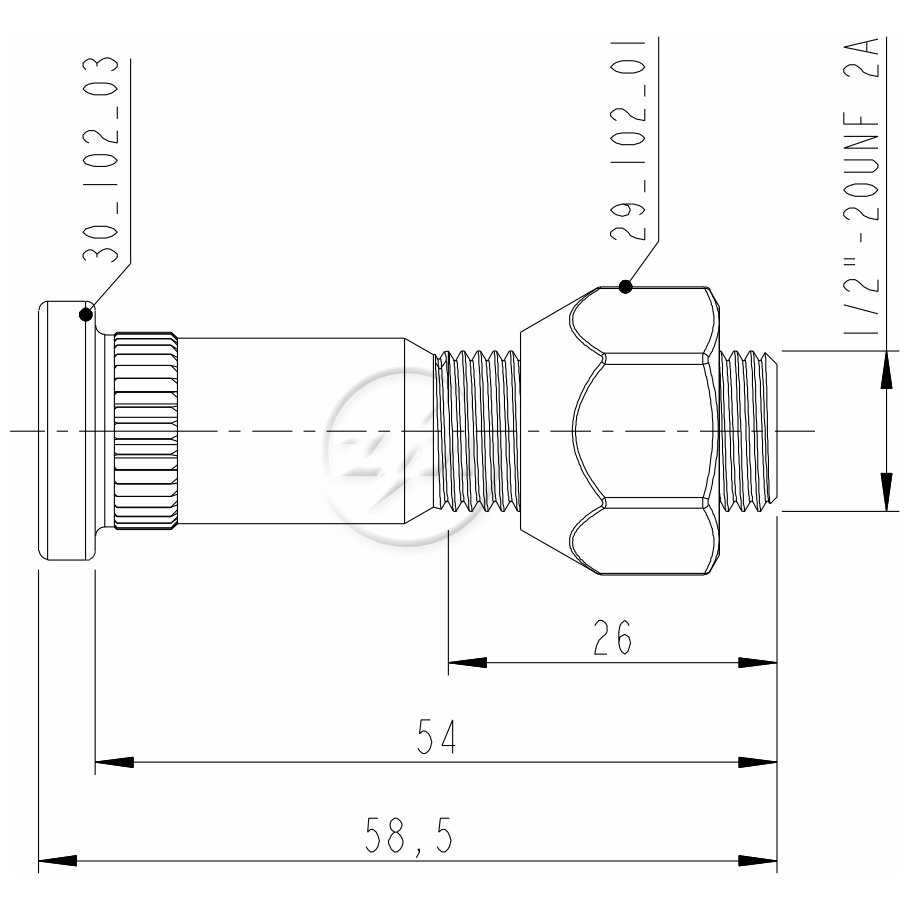 Prisioneiro de Roda com Porca Caixa com 46 Unidades para Ford F-1000 - ZM - 40.102.03