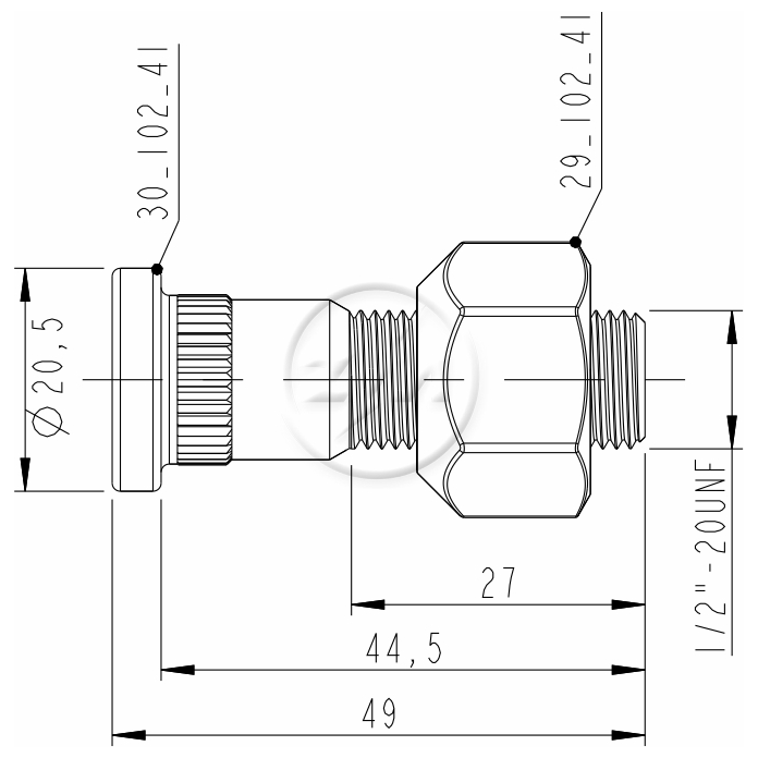 Kit 80 Parafuso Roda 1/2"x44,5/49xCH7/8"xH16 - ZM - 4010241