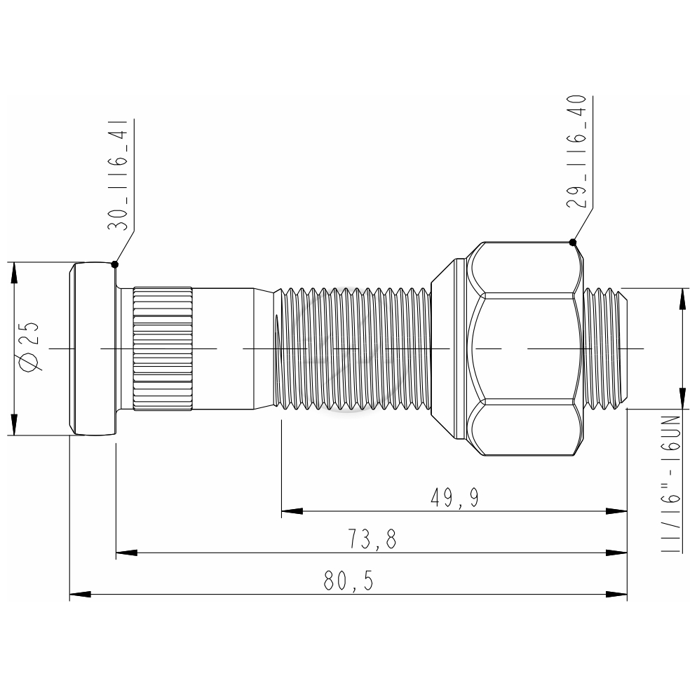 Kit 46 Parafuso Roda 11/16"x73,8/80,5 - ZM - 40.116.41