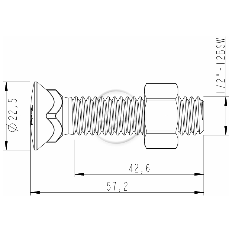 Kit 50 Parafuso para Arados 1/2"-12BSWx2.1/4" - ZM - 4012065