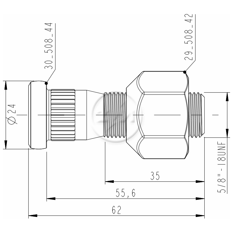 Kit 30 Parafuso Roda 5/8"x55,6/62xCH1.1/16" - ZM - 40.508.44