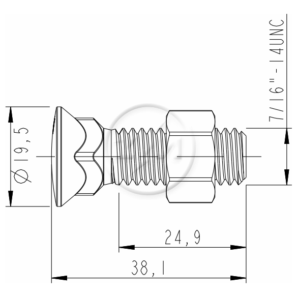 Kit 100 Parafuso Arados 7/16"x 1,1/2"xCH5/8" - ZM - 4076162