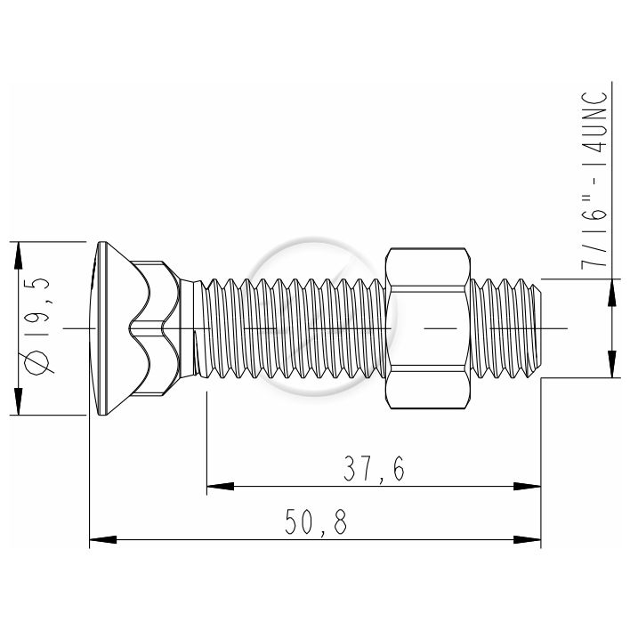 Kit 100 Parafuso para Arados 7/16"x 2"xCH5/8" - ZM - 4076164