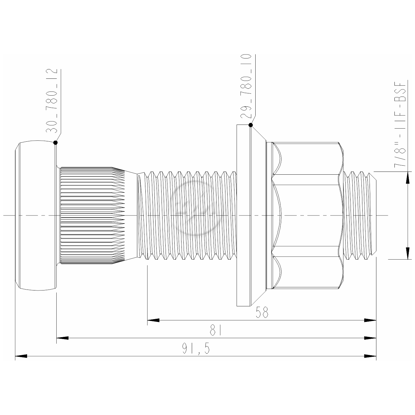 Kit 12 Parafuso Roda 7/8"x81/91,5xCH1.5/16" - ZM - 40.780.12