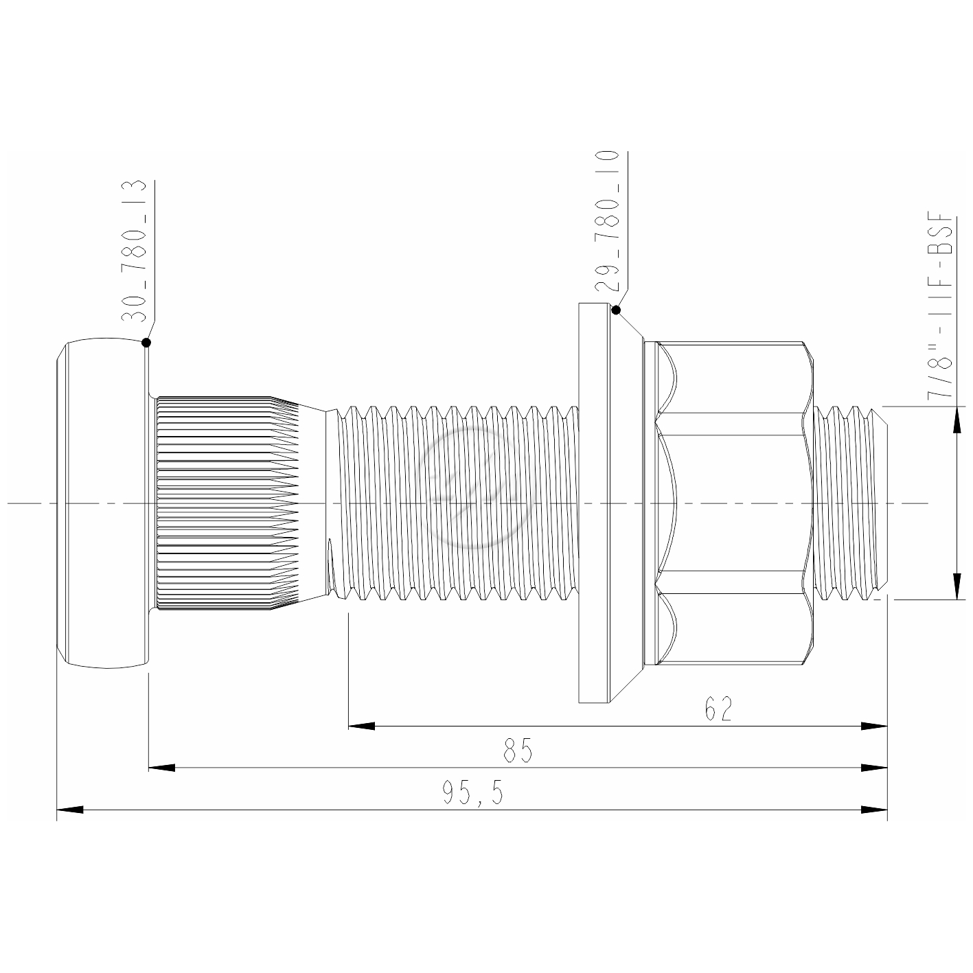 Kit 12 Parafuso Roda 7/8"x85/95,5xCH1.5/16" - ZM - 40.780.13