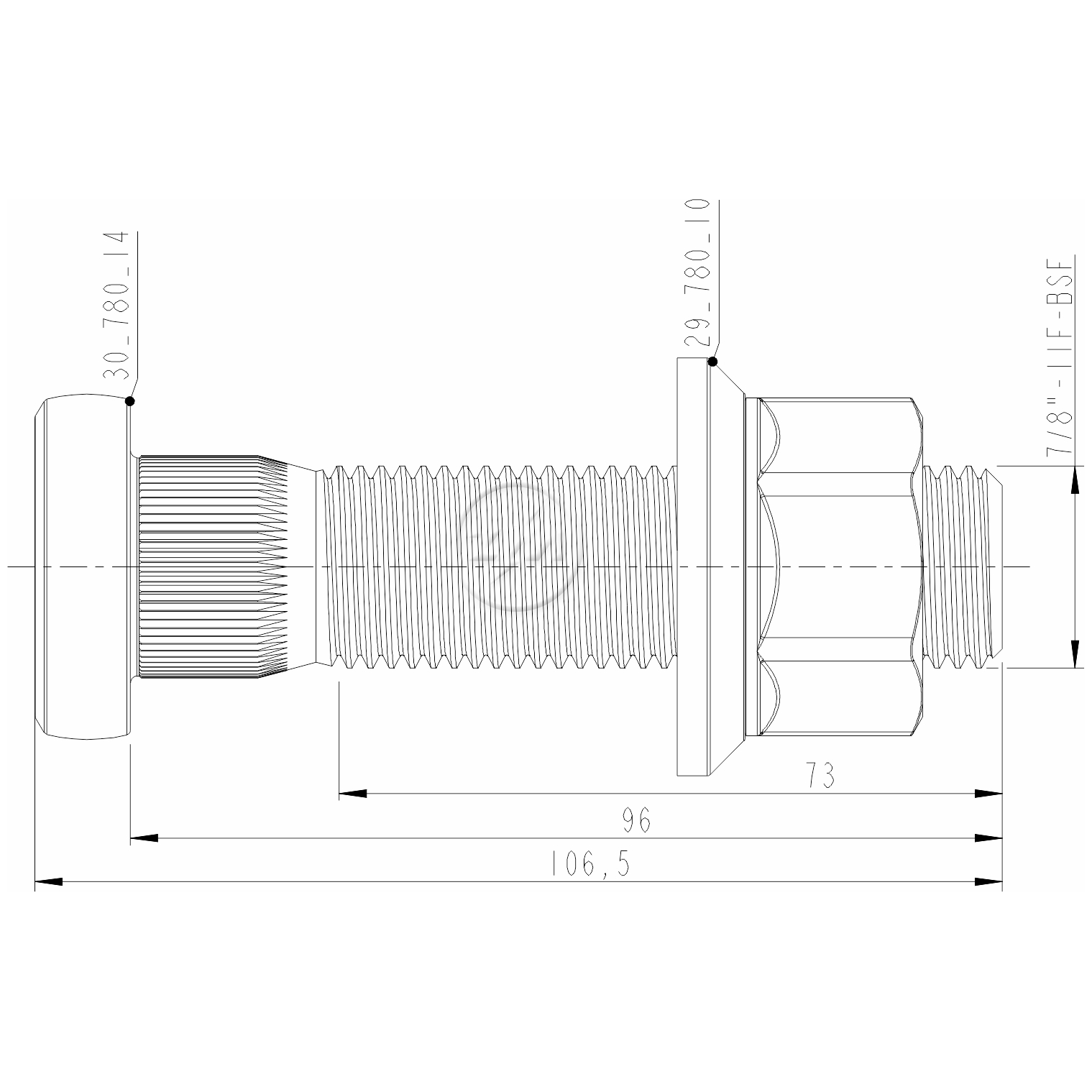 Kit 12 Parafuso Roda 7/8"x96/106,5xCH1.5/16" - ZM - 4078014