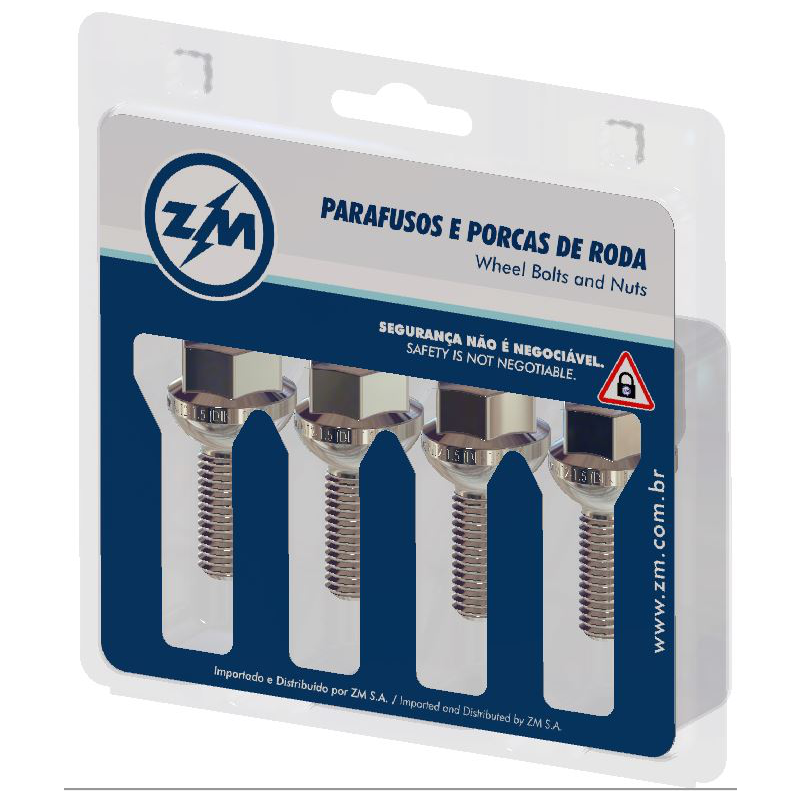 Jogo Parafusos Roda Cromado M12-1,5x24/44 - ZM - 42.012.50
