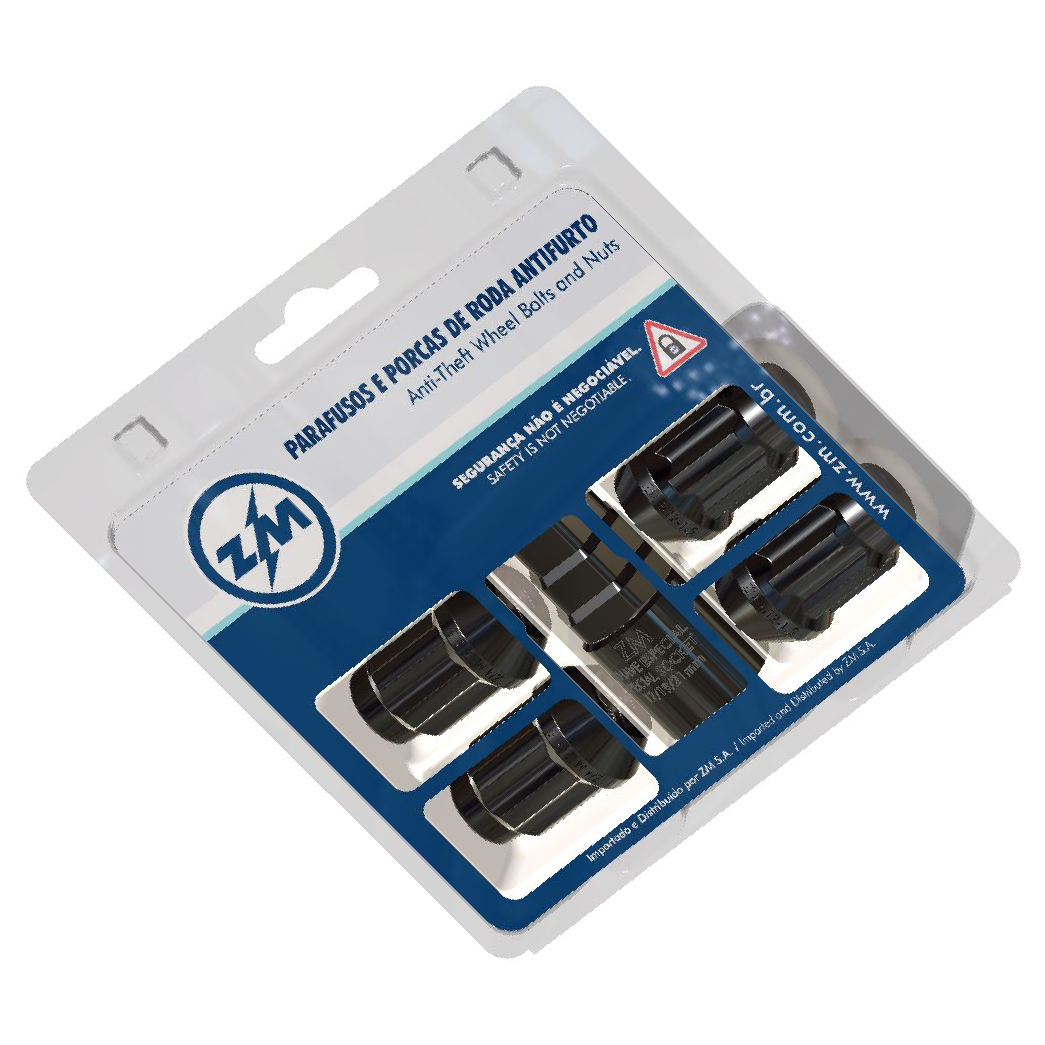 Jogo Porcas Roda Antifurto Preto M12x1,5 - ZM - 43.012.34