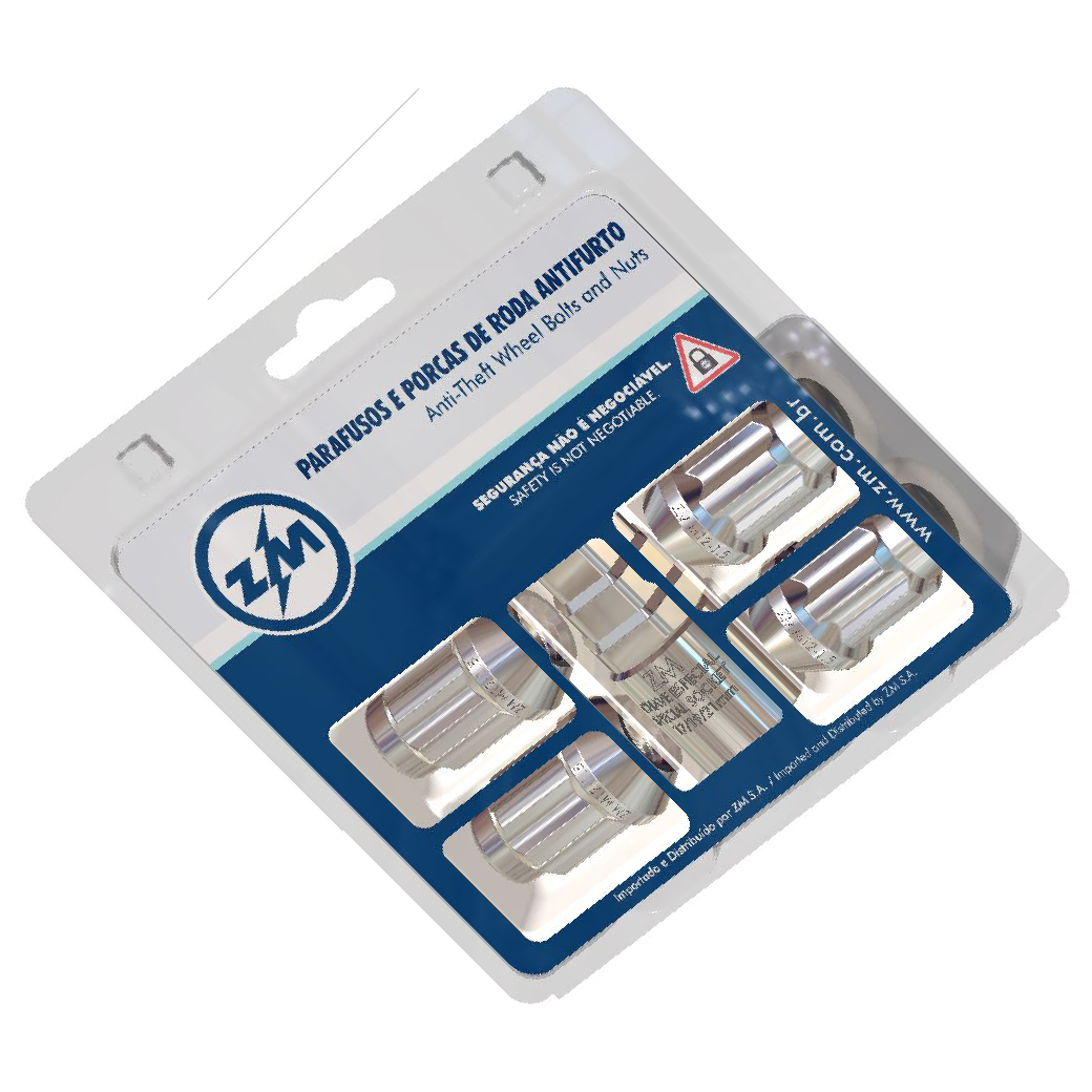 Jogo Porcas Roda Antifurto Cromado M12x1,5 - ZM - 43.012.35