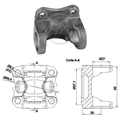 Flange de Orelha do Cardan para Volvo B 10 M e B 58 - ZM - 435.001.00