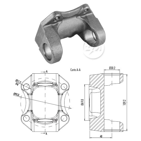 Flange de Orelha do Cardan - ZM - 435.001.05