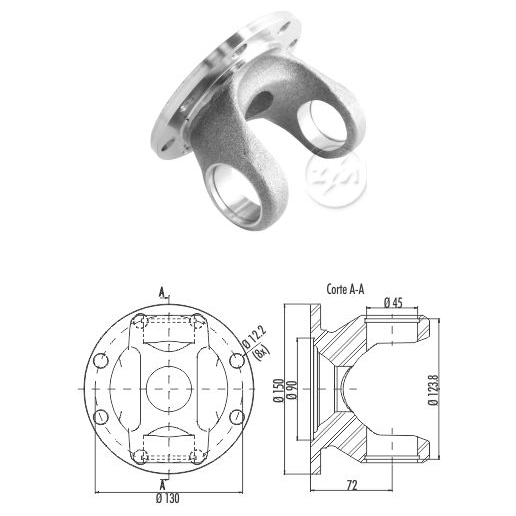 Flange de Orelha do Cardan - ZM - 435.001.07