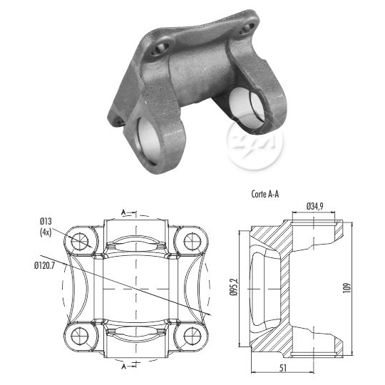 Flange de Orelha do Cardan - ZM - 435.001.14
