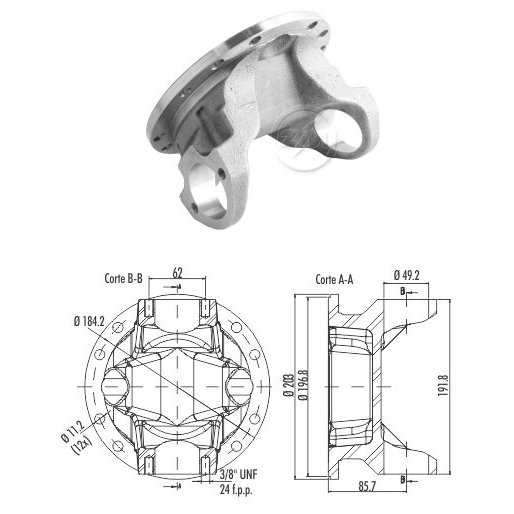 Flange de Orelha do Cardan - ZM - 435.007.01