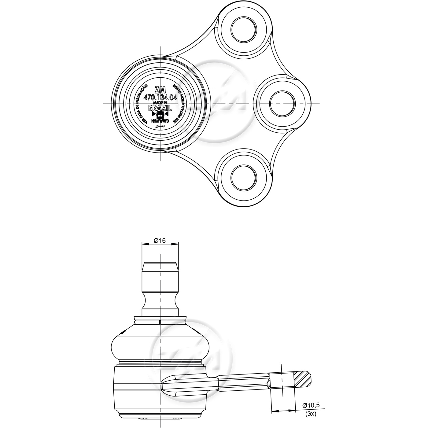 Pivô da Suspensão para Chevrolet Meriva - ZM - 470.134.04
