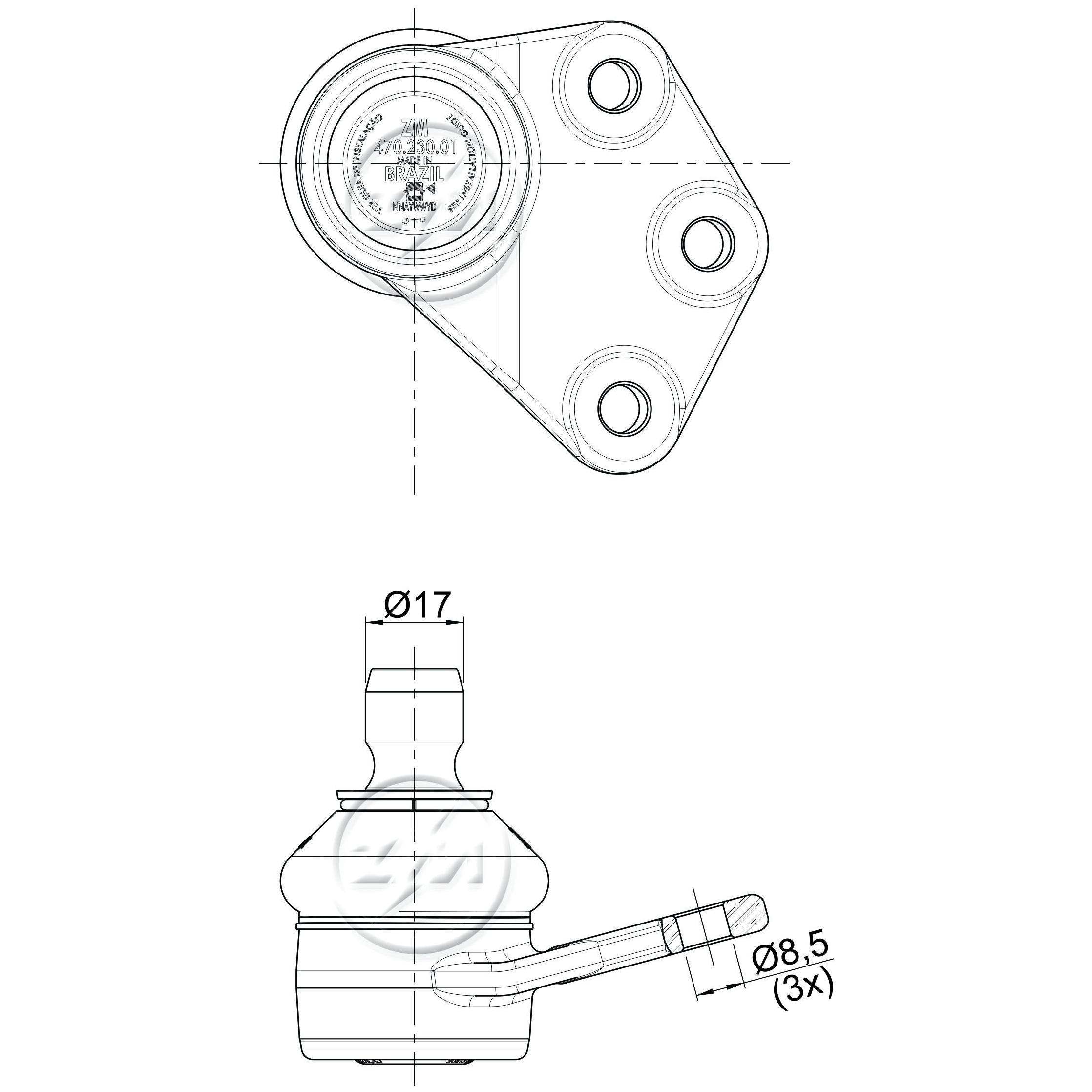 Pivô da Suspensão para Fiat Idea - ZM - 470.230.01