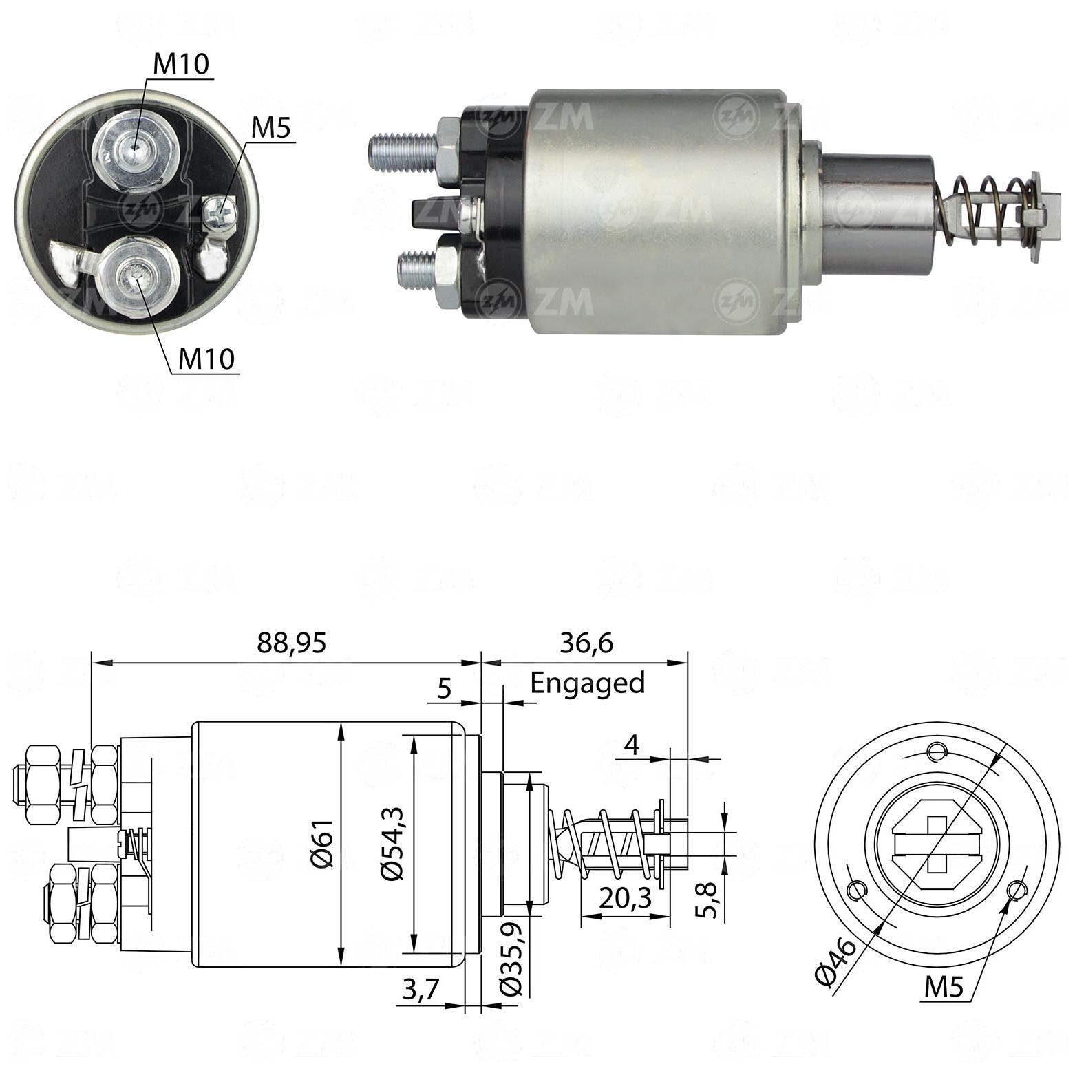 Kit 10 Relê Auxiliar de Partida - ZM - 531